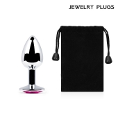 Серебристая анальная пробка с малиновым кристаллом - 7,2 см. - Anal Jewelry Plug - купить с доставкой в Туле