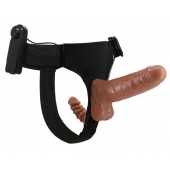 Страпон с вагинальной пробкой и вибрацией Ultra Passionate Harness - 16 см. - Baile - купить с доставкой в Туле