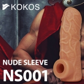 Телесная открытая насадка-реалистик с подхватом мошонки Nude Sleeve L - 14 см. - KOKOS - в Туле купить с доставкой