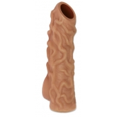 Телесная насадка с венками и открытой головкой Nude Sleeve L - 14 см. - KOKOS - в Туле купить с доставкой