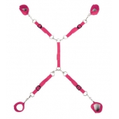 Ярко-розовый набор фиксаций на кровати Classic Bed Spreader - Lux Fetish - купить с доставкой в Туле
