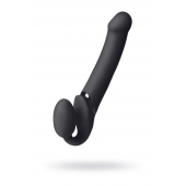 Черный безремневой вибрострапон Vibrating Bendable Strap-On L - Strap-on-me - купить с доставкой в Туле