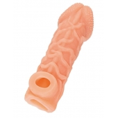 Телесная закрытая насадка с венками Cock Sleeve Size S - 13,8 см. - KOKOS - в Туле купить с доставкой