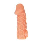 Телесная закрытая насадка с венками Cock Sleeve Size L - 17,6 см. - KOKOS - в Туле купить с доставкой