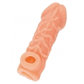 Телесная закрытая насадка с венками Cock Sleeve Size L - 17,6 см. - KOKOS - в Туле купить с доставкой