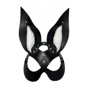 Черная маска зайки с белым мехом на ушках Miss Bunny - БДСМ Арсенал - купить с доставкой в Туле