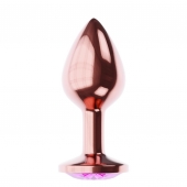 Пробка цвета розового золота с лиловым кристаллом Diamond Quartz Shine L - 8,3 см. - Lola Games - купить с доставкой в Туле