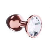 Пробка цвета розового золота с прозрачным кристаллом Diamond Moonstone Shine L - 8,3 см. - Lola Games - купить с доставкой в Туле