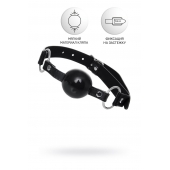 Черный кляп-шар на кожаных ремешках Anonymo - ToyFa - купить с доставкой в Туле