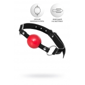 Красный кляп-шар на черных ремешках Anonymo - ToyFa - купить с доставкой в Туле