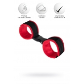 Красно-черные велюровые наручники Anonymo - ToyFa - купить с доставкой в Туле