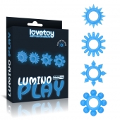 Набор из 4 голубых, светящихся в темноте эрекционных колец Lumino Play - Lovetoy - в Туле купить с доставкой