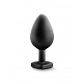 Черная анальная втулка с прозрачным кристаллом Bling Plug Medium - 8,2 см. - Blush Novelties