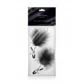 Зажимы на соски с черными пуховыми кисточками Sweet Caress Feather Nipple Clumps - Sweet Caress - купить с доставкой в Туле