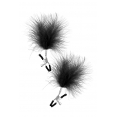 Зажимы на соски с черными пуховыми кисточками Sweet Caress Feather Nipple Clumps - Sweet Caress - купить с доставкой в Туле