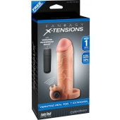 Телесная вибронасадка с кольцом  Vibrating Real Feel 1 Extension - 14 см. - Pipedream - в Туле купить с доставкой