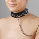 Чёрный ошейник из натуральной кожи - Sitabella - купить с доставкой в Туле