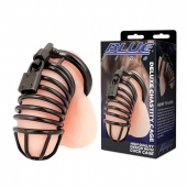 Черная металлическая клетка с замком Deluxe Chastity Cage - BlueLine - купить с доставкой в Туле