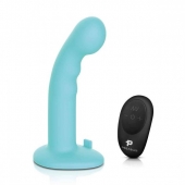 Голубая изогнутая насадка 6in Remote Control Ripple P-Spot G-Spot на черных трусиках - 16 см. - Pegasus - купить с доставкой в Туле