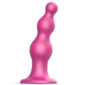 Розовая насадка Strap-On-Me Dildo Plug Beads size S - Strap-on-me - купить с доставкой в Туле
