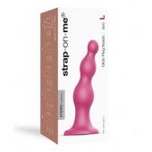 Розовая насадка Strap-On-Me Dildo Plug Beads size L - Strap-on-me - купить с доставкой в Туле