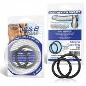 Набор из двух черных силиконовых колец разного диаметра SILICONE COCK RING SET - BlueLine - в Туле купить с доставкой