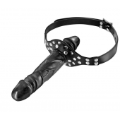 Черный кляп-фаллоимитатор Double Penis Gag - Fetish Tentation - купить с доставкой в Туле