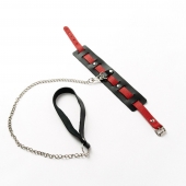 Черный ошейник с красным ремешком и поводком - Crazy Handmade - купить с доставкой в Туле