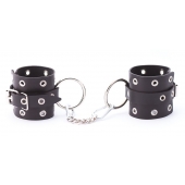 Черные кожаные наручники с люверсами - Crazy Handmade - купить с доставкой в Туле