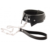 Черный ошейник-воротничок с металлическим поводком - Crazy Handmade - купить с доставкой в Туле