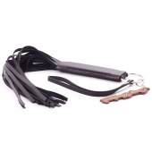 Черная кожаная плеть с удобной ручкой - 50 см. - Crazy Handmade - купить с доставкой в Туле