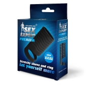 Черная открытая насадка на пенис с кольцом для мошонки XXXL-size - 9,9 см. - Sex Expert - в Туле купить с доставкой