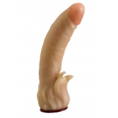 Телесная гелевая насадка-фаллос с клиторальными лепестками - 18,5 см. - LOVETOY (А-Полимер) - купить с доставкой в Туле