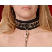 Чёрный ошейник с цепочками и поводком - Sitabella - купить с доставкой в Туле