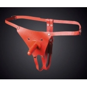 Красные кожаные универсальные трусики со штырьком для насадок - Sitabella - купить с доставкой в Туле
