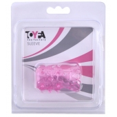 Розовая рельефная насадка на пенис - Toyfa Basic - в Туле купить с доставкой