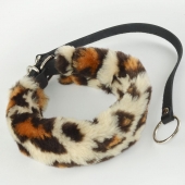 Леопардовый меховой ошейник с кожаным поводком - Sitabella - купить с доставкой в Туле