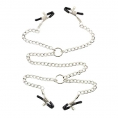 Серебристые зажимы для сосков и половых губ на тонкой цепочке - Notabu - купить с доставкой в Туле