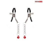 Серебристые зажимы на соски с шариками на цепочках - Notabu - купить с доставкой в Туле