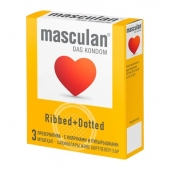 Презервативы с колечками и пупырышками Masculan Ribbed+Dotted - 3 шт. - Masculan - купить с доставкой в Туле