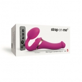 Ярко-розовый безремневой страпон Multi Orgasm Size S с клиторальной стимуляцией - Strap-on-me - купить с доставкой в Туле