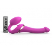 Ярко-розовый безремневой страпон Multi Orgasm Size S с клиторальной стимуляцией - Strap-on-me - купить с доставкой в Туле