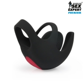 Черная вибронасадка на пенис и мошонку Sex Expert - Sex Expert - в Туле купить с доставкой