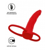Красная насадка на пенис для двойного проникновения Black Red - 16,5 см. - ToyFa - купить с доставкой в Туле