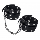 Черные кожаные однослойные оковы с люверсами - Pecado - купить с доставкой в Туле