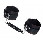 Черные кожаные однослойные оковы с контрастной строчкой - Pecado - купить с доставкой в Туле