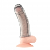 Текстурированная насадка на пенис Clear Textured Penis Enhancing Sleeve Extension - 16,5 см. - BlueLine - в Туле купить с доставкой