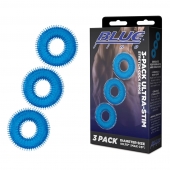 Комплект из трех голубых колец для эрекции 3-Pack Ultra-Stim Stretch Cock Rings - BlueLine - в Туле купить с доставкой