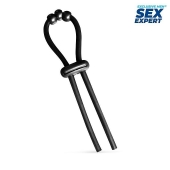 Черное эрекционное кольцо со стимулирующими бусинами - Sex Expert - в Туле купить с доставкой
