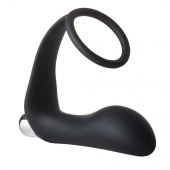 Черное эрекционное кольцо с вибропробкой Vibrating Anal Plug With Cockring - Dream Toys - в Туле купить с доставкой